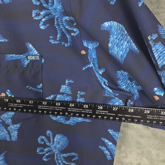 RSVLTS Pixar Shirt Mens 3XL Blue Disney Finding Nemo Fish Button Down Hawaiian - Picture 3 of 7